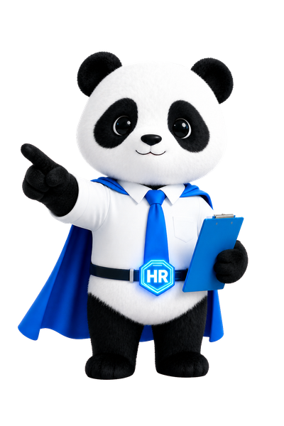 Panda HR Hero pointing at the video