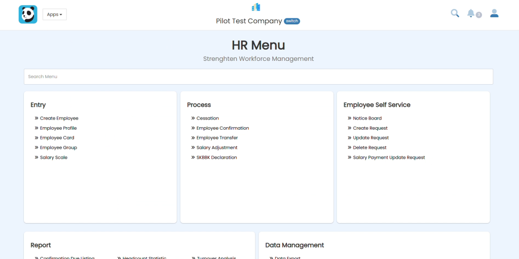 SKBBK Declaration link in the HR Menu Process section