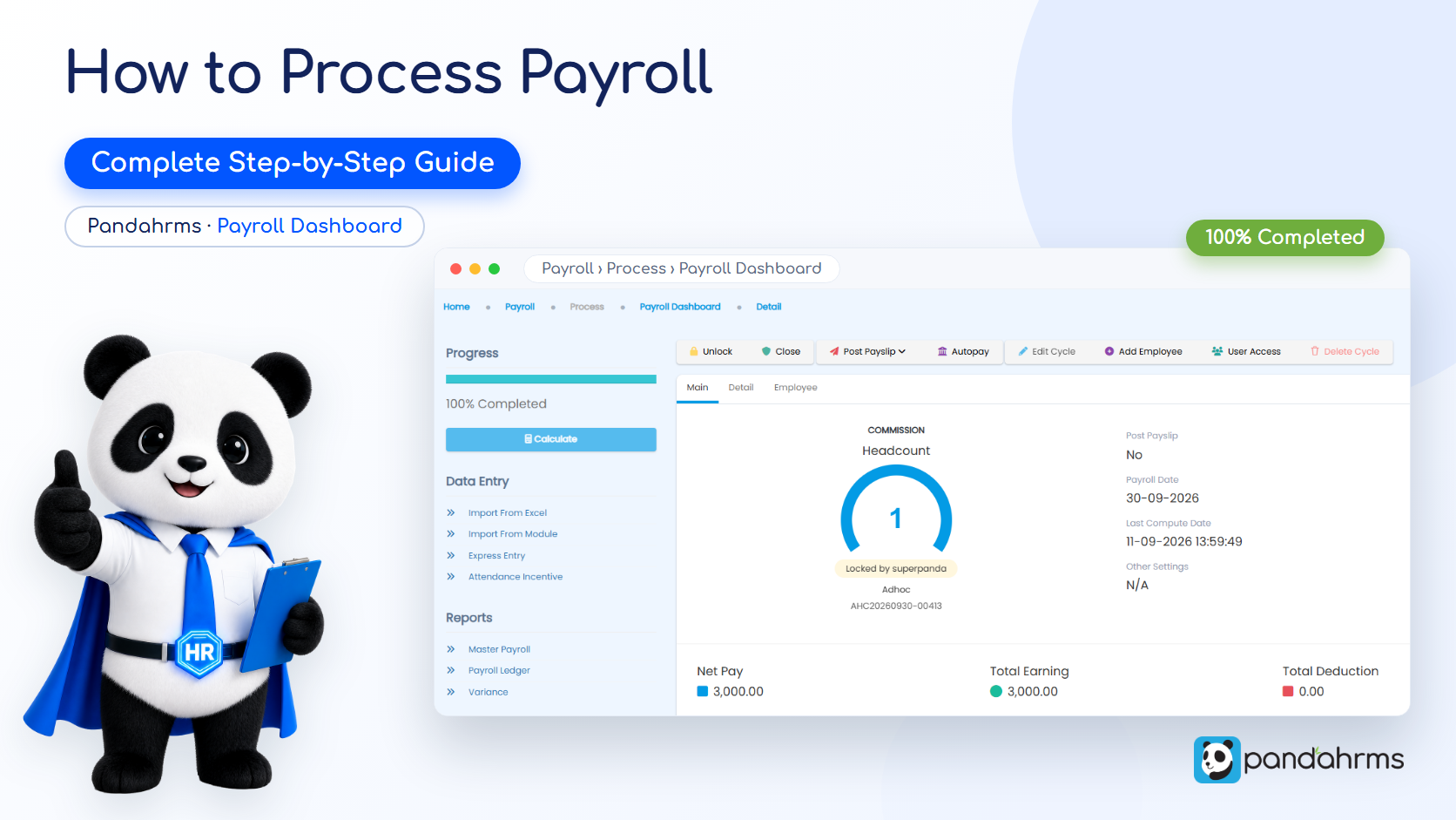 Pandahrms Payroll Dashboard - how to process payroll step-by-step guide